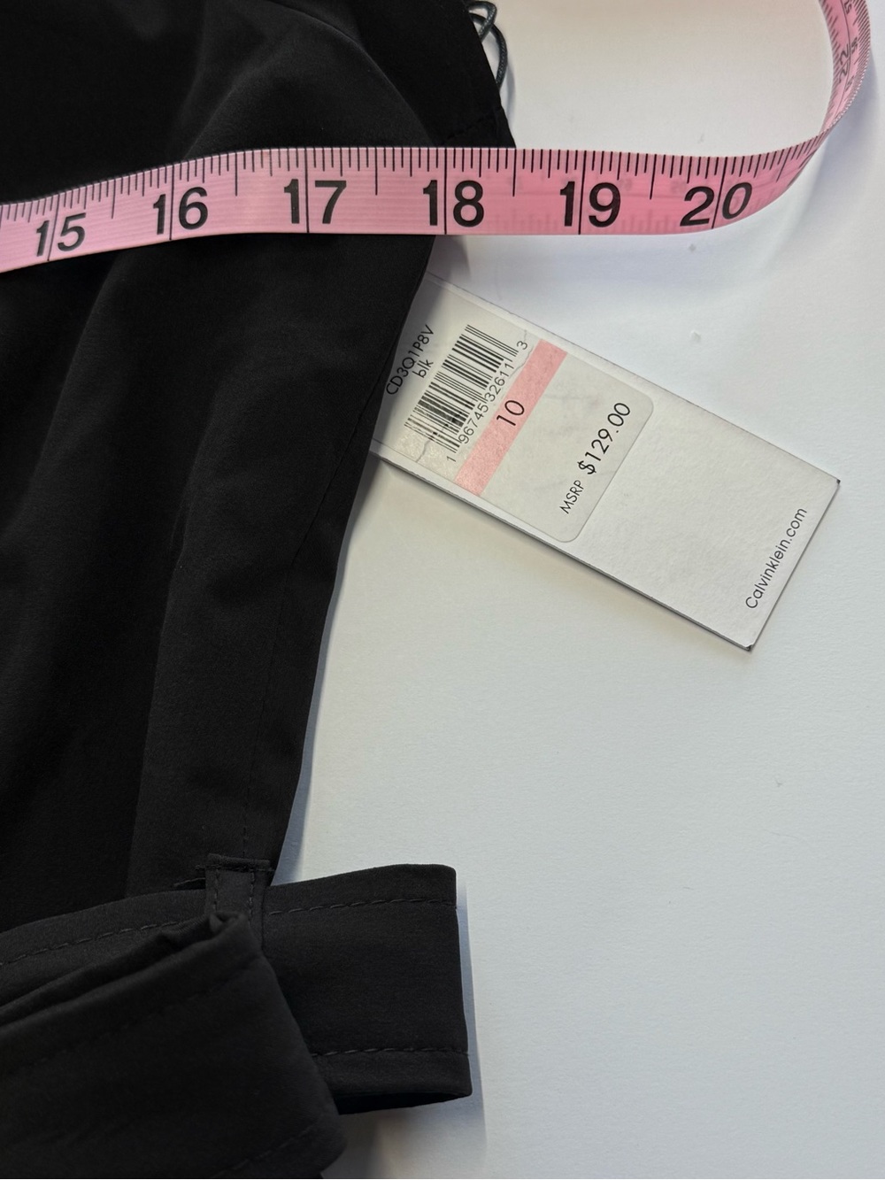 Calvin Klein Dress Womens 10 Black Fit & Flare Flutter Sleeve Belted Pockets NWT - Picture 6 of 9